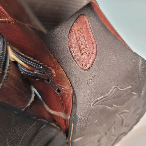 Born Women's Haddon Brown Leather Slip-On Low Ankle Block Heels Booties US 10 - Picture 11 of 13